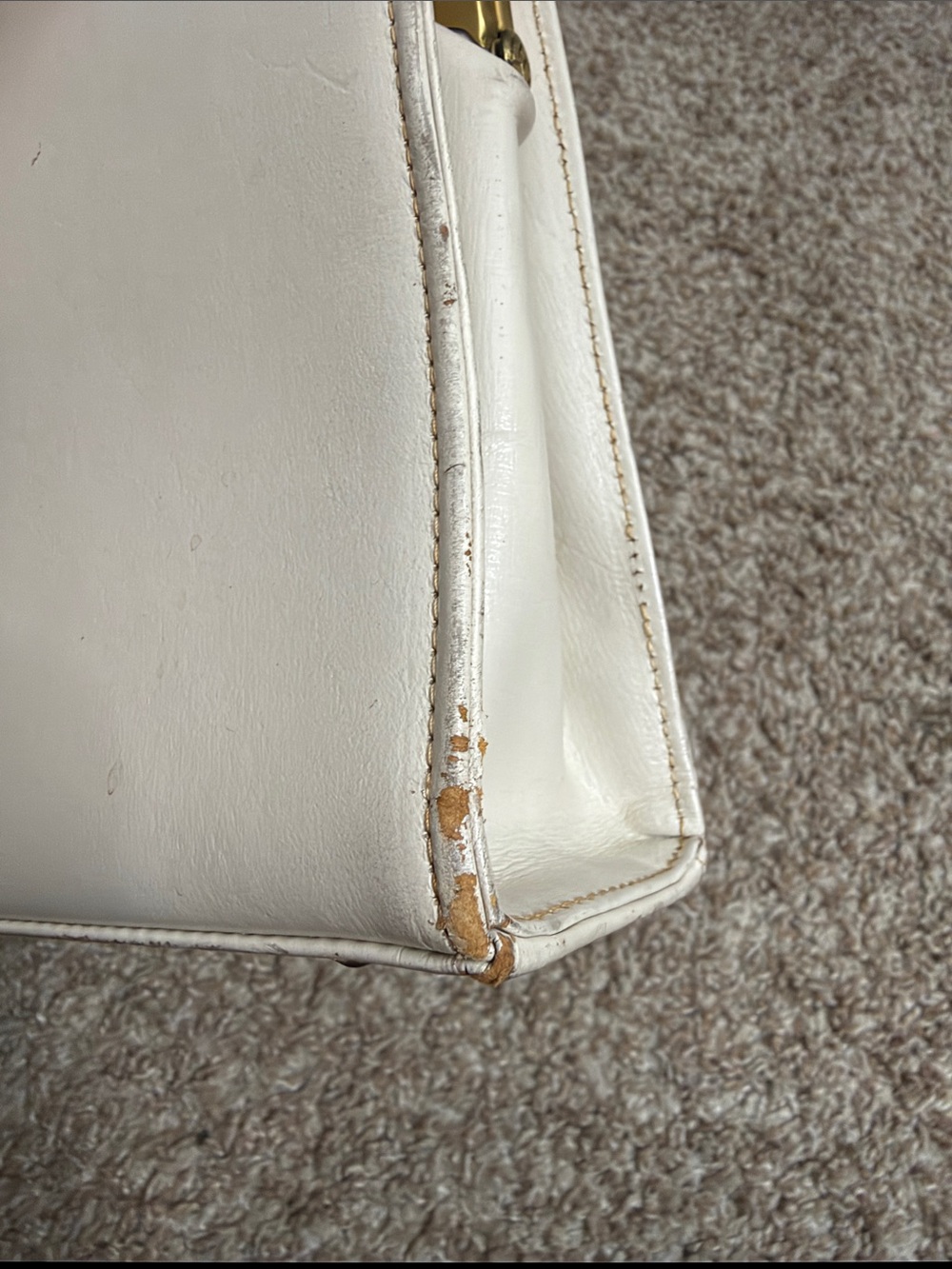 Fassbender Vintage Elegant Cream Top-Handle Handbag with Gold Hardware - Picture 12 of 17